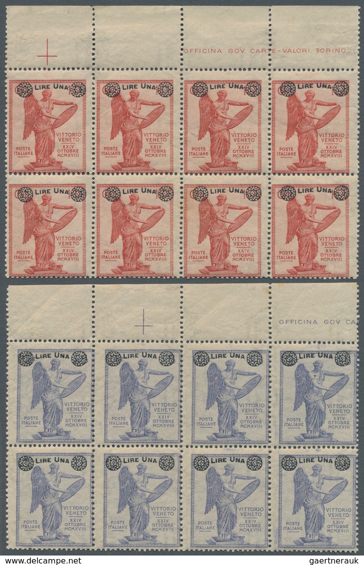 Italien: 1924, Overprinted Issue Complete Set Of 4 Values, Each In 12 Blocks And Over 110 Complete S - Neufs