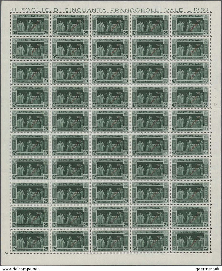 Italien: 1929, 1400 Anniversario "Montecassino Abbey", 25 C Verde With Overprint "SAGGIO" (="specime - Neufs