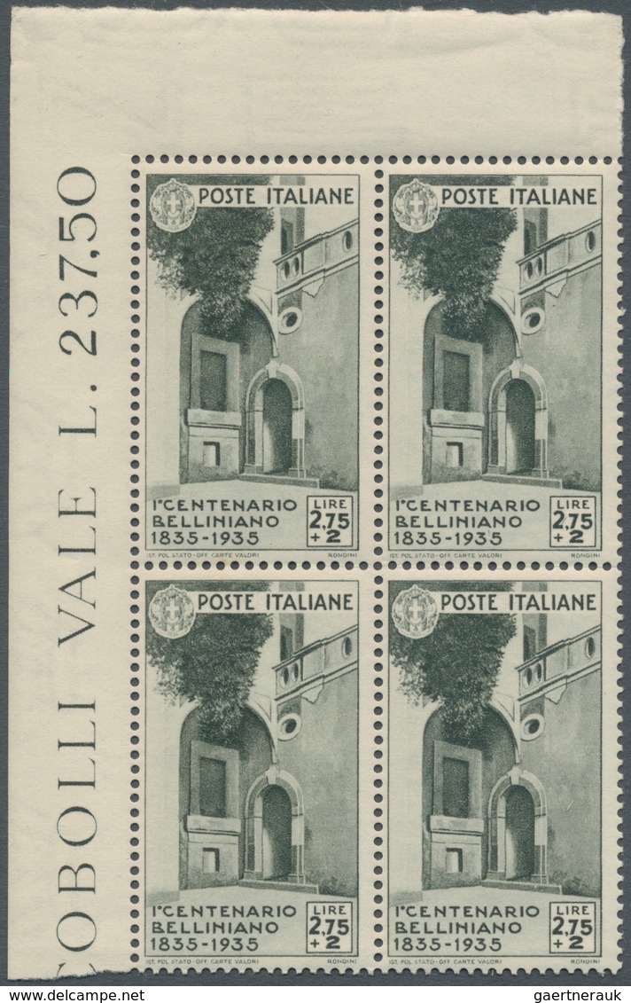 Italien: 1935, "BELLINI" Complete Set Of 6 Values In 39 Complete Sets, Some In Blocks Of Four With M - Nuevos