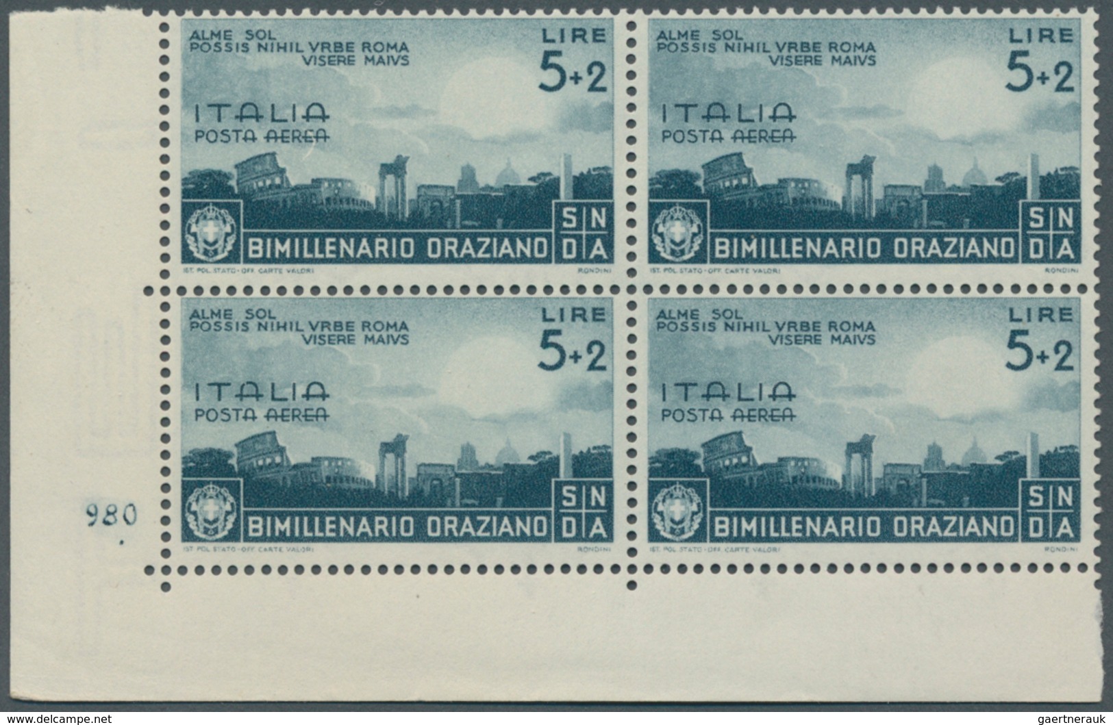 Italien: 1936, Horatio, 25c. To 5l. Airmail Stamps (Sass. A95/99), U/m Assortment: A95 (28), A96 (27 - Neufs