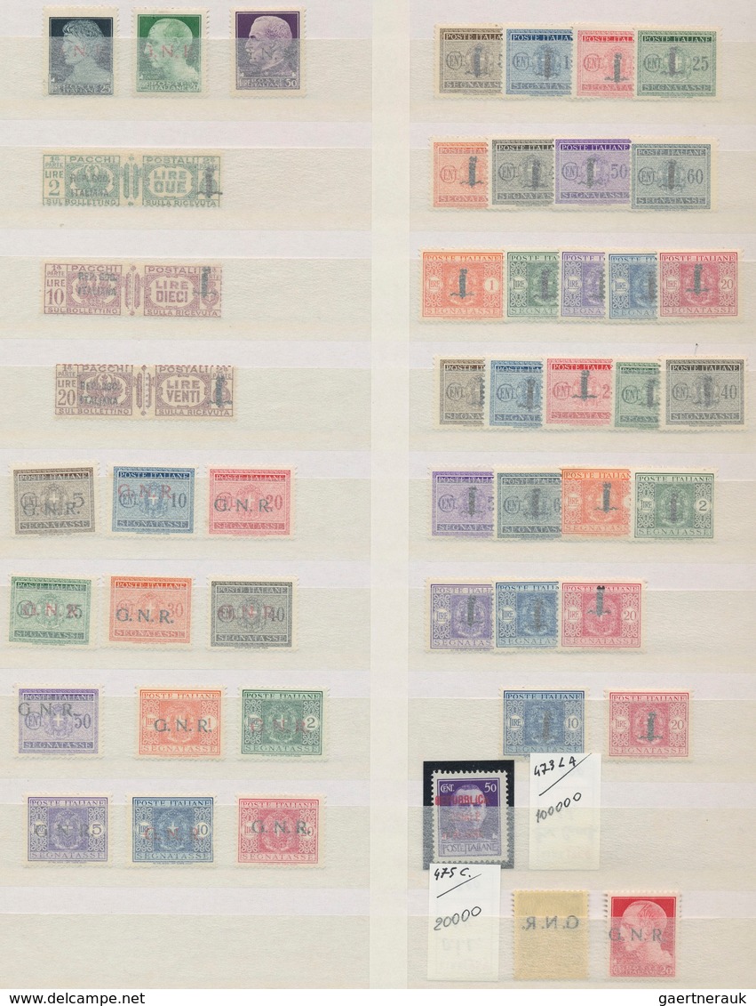 Italien: 1943/1944, Repubblica Sociale/G.N.R. Overprints, Chiefly Mint Accumulation Of Apprx. 740 St - Neufs