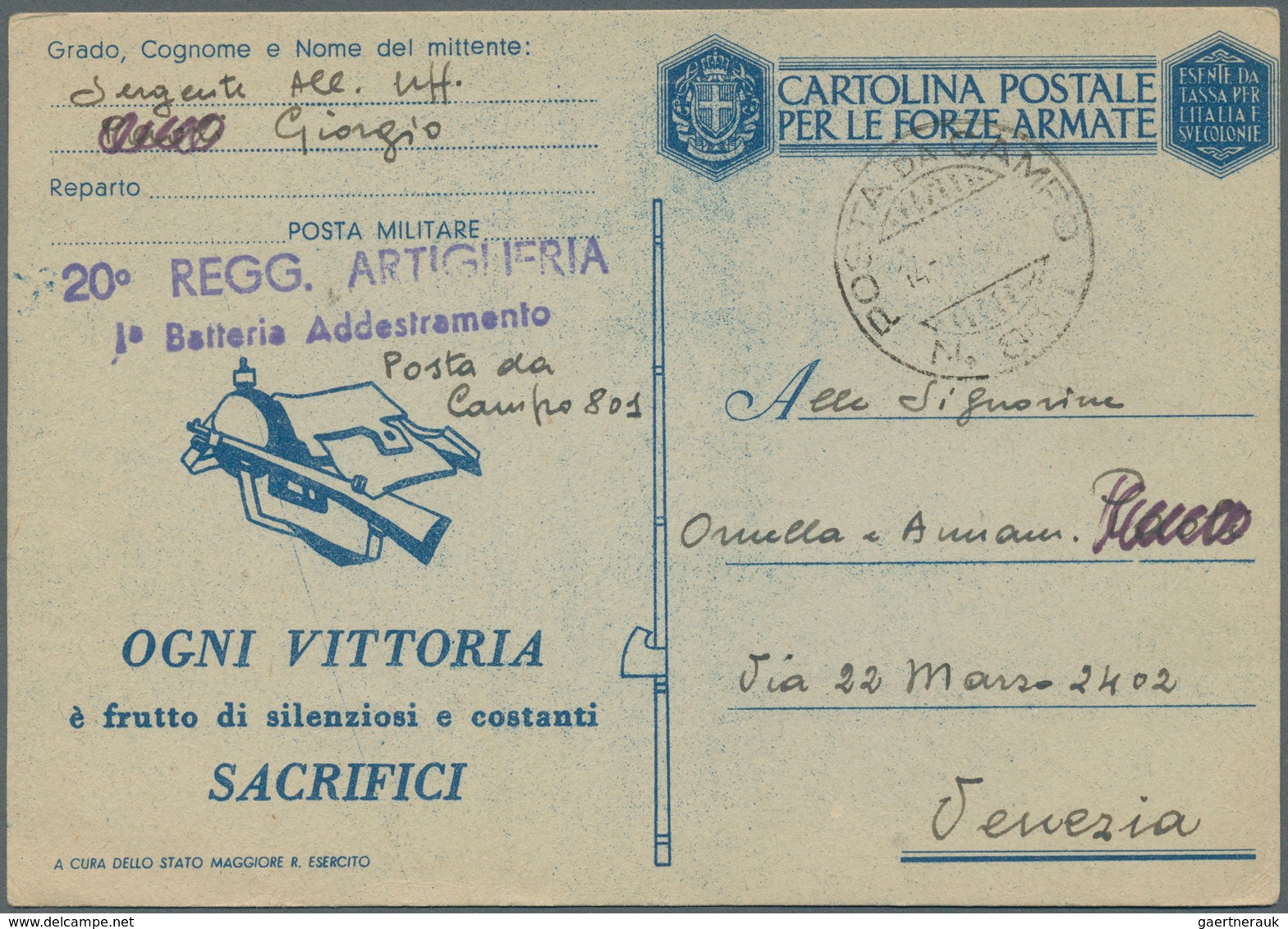 Italien - Besonderheiten: 1944/1945, 10 Belege, Dabei "POSTA DA CAMPO", Deutsche Feldpost Nach Itali - Sin Clasificación