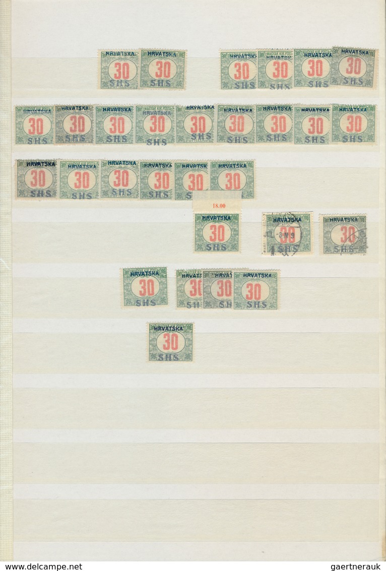 Jugoslawien: 1918, Issues for Croatia, SHS overprints on Hungary, comprising apprx. 1.600 stamps inc