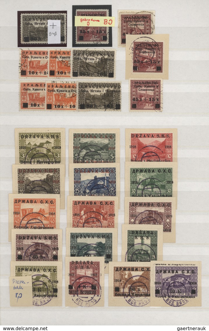 Jugoslawien: 1918/1919, Specialised Accumulation Of Apprx. 1.050 Stamps, Almost Exclusively Issues F - Usados