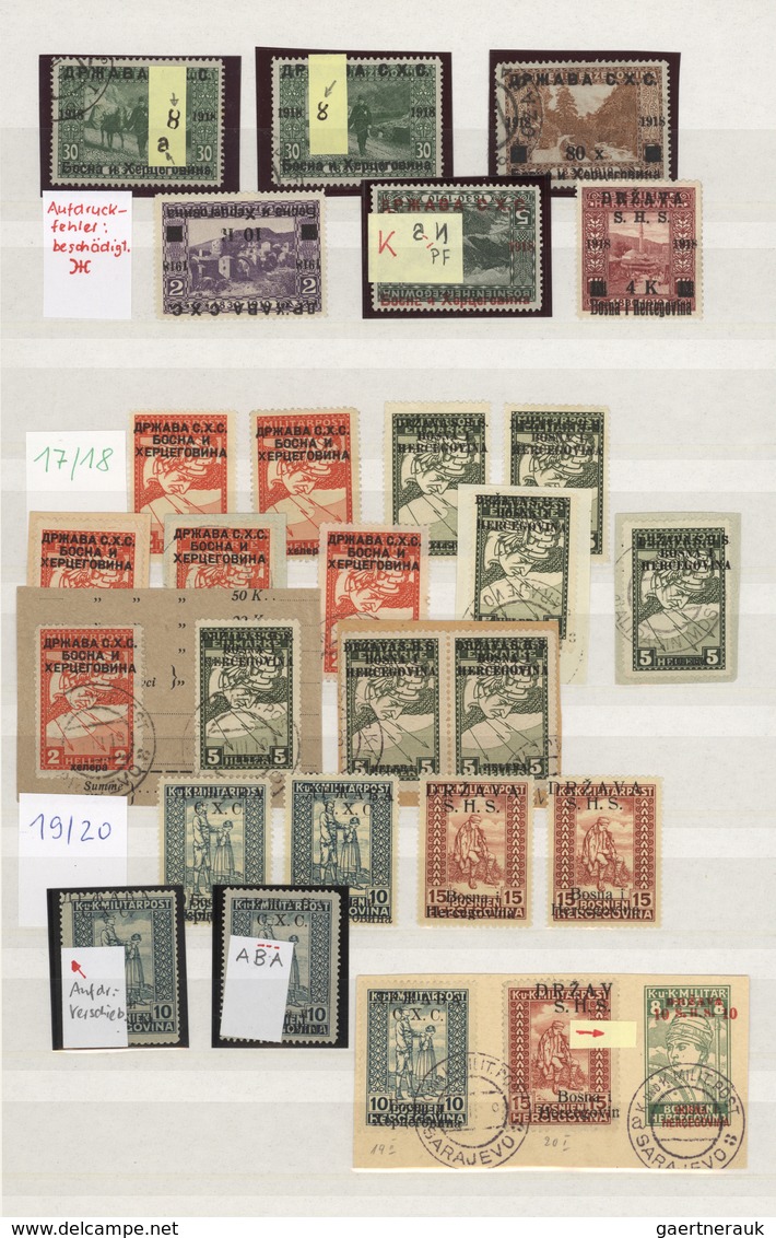 Jugoslawien: 1918/1919, Specialised Accumulation Of Apprx. 1.050 Stamps, Almost Exclusively Issues F - Oblitérés