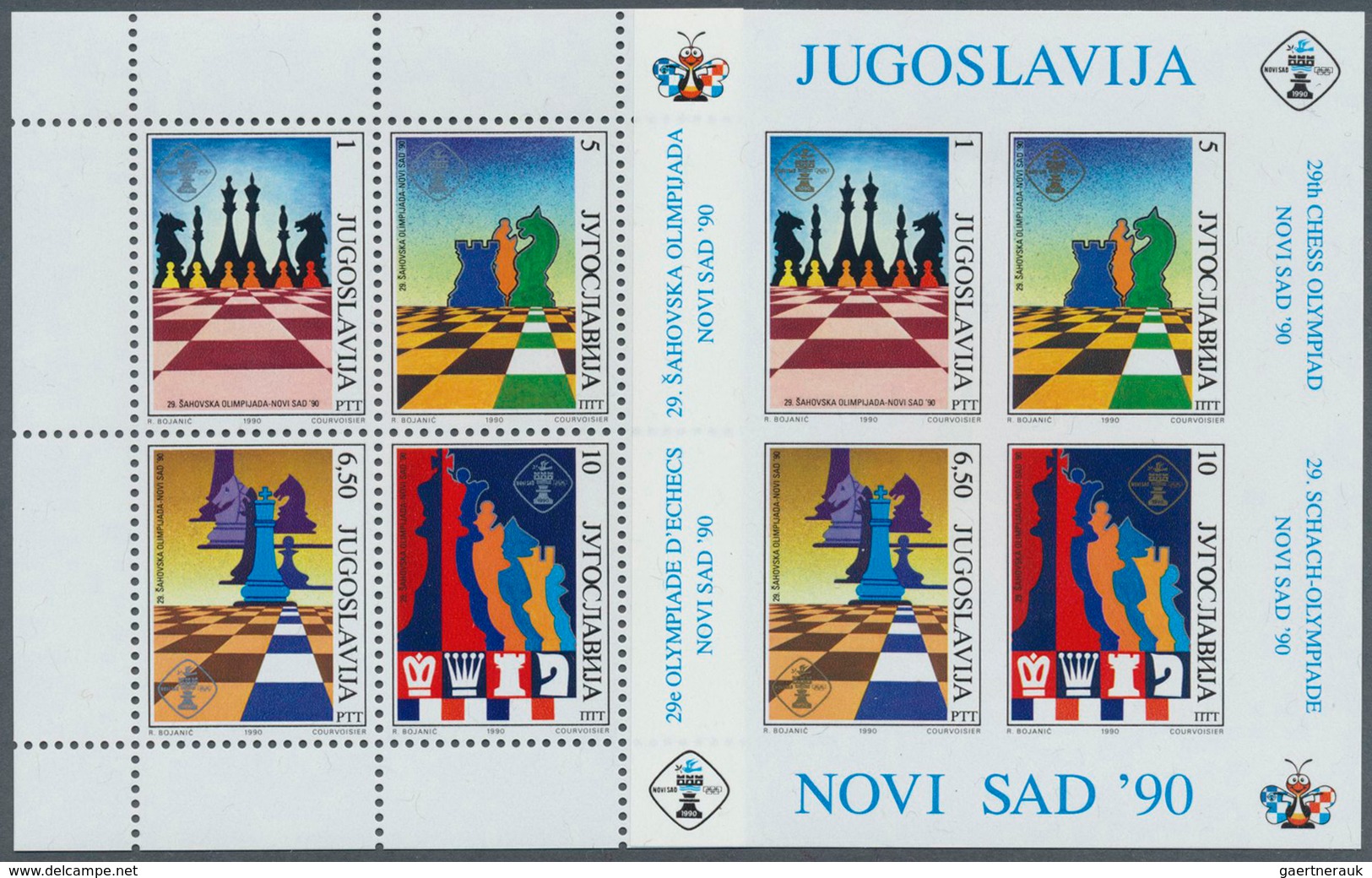 Jugoslawien: 1990, CHESS Miniature Sheets Perf. And Imperf. In A Lot With About 280 Miniature Sheet - Oblitérés