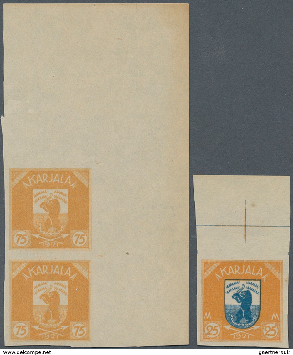 Karelien: 1922. Definitives Issue. Lot With 1 Complete Sheet Of 50 Stamps "3m Pale-blue/black" (one - Lettres & Documents