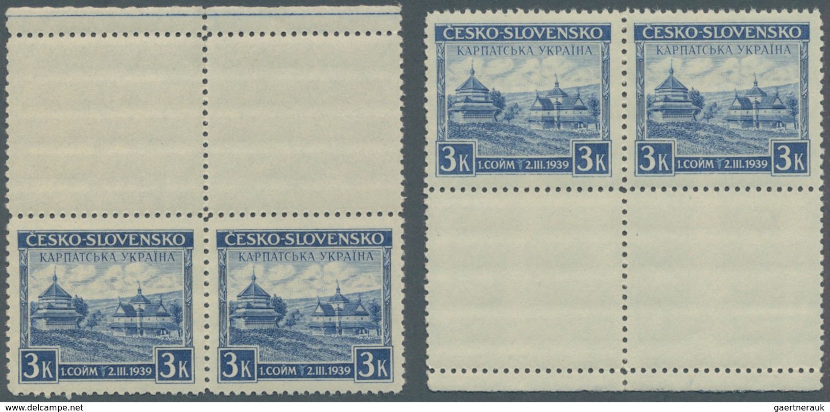 Karpaten-Ukraine: 1939, Inauguration Of Karpato-ukrainian State Parliament 3kr. Violet Blue (old Woo - Ukraine