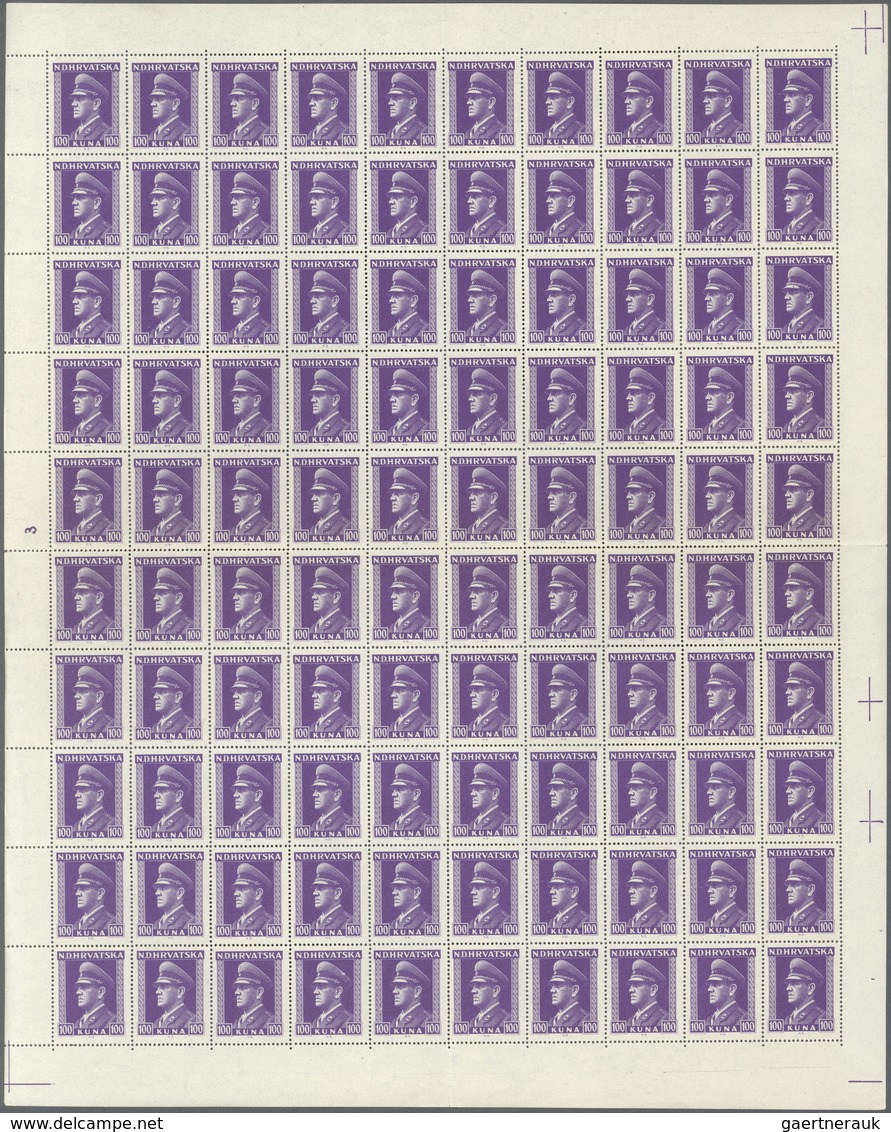 Kroatien: 1943/1944, Definitives "Ante Pavelic", 0.25k. To 100k., Complete Set Of 20 Values In (fold - Croacia