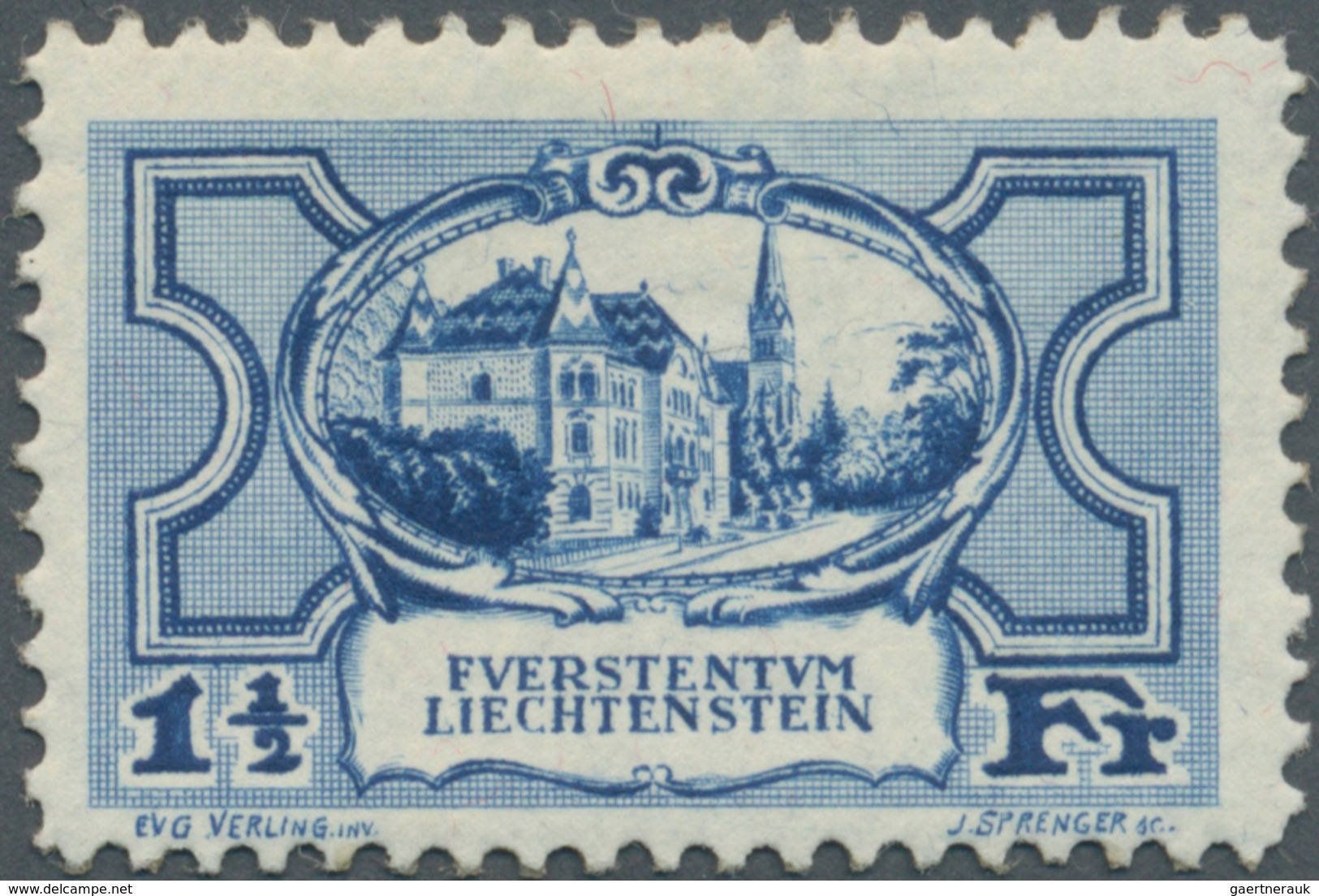 Liechtenstein: 1925, Freimarke ‚Regierungsgebäude‘ 1½ Fr. Blau Bestand Mit 40 Werten Alle Ungebrauch - Lettres & Documents