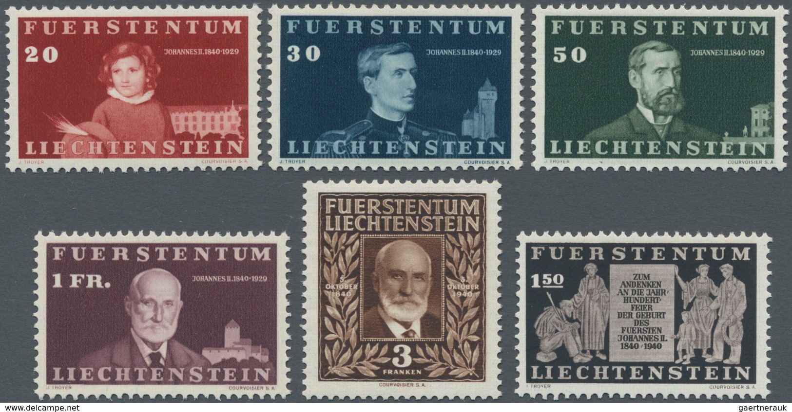 Liechtenstein: 1940, 100. Geburtstag Von Fürst Johann II. Bestand Mit 25 Kompletten Sätzen Dabei Auc - Cartas & Documentos