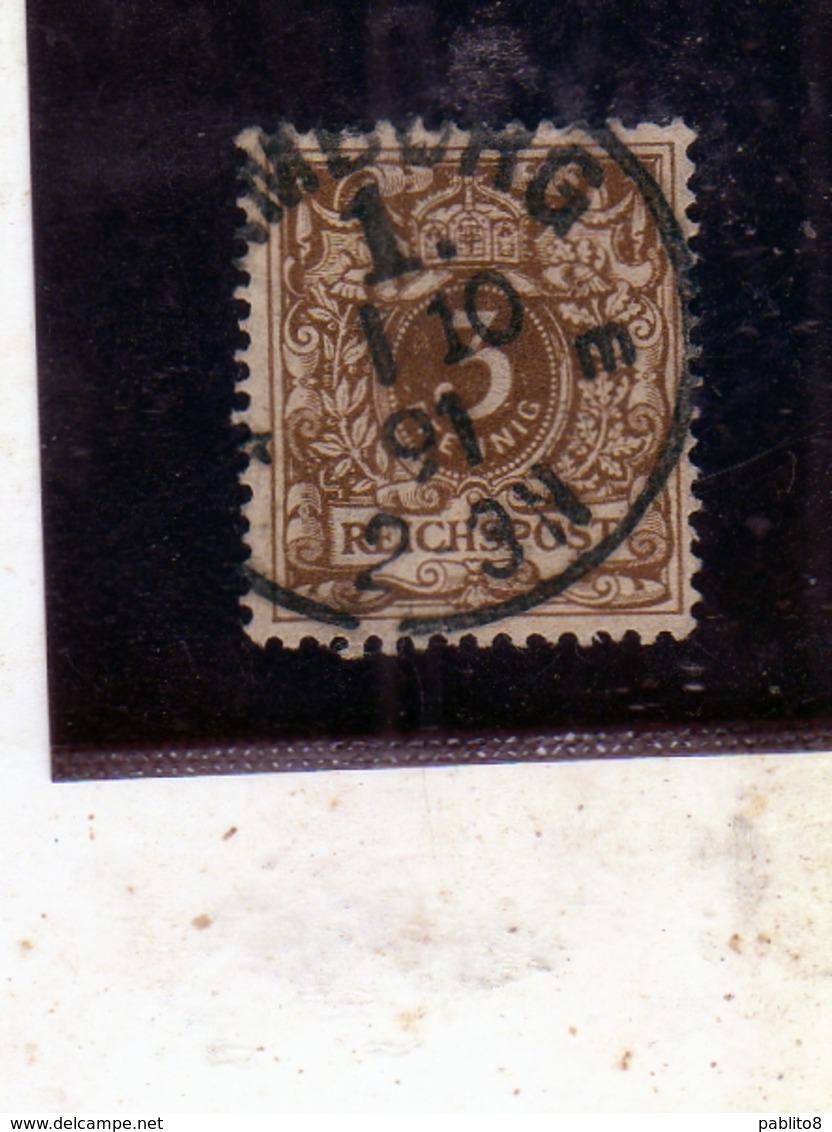 GERMANY GERMANIA GERMAN REICH  EMPIRE  IMPERO 1889 1900 NUMERAL CIFRA 3pf BROWN USATO USED OBLITERE' - Usati