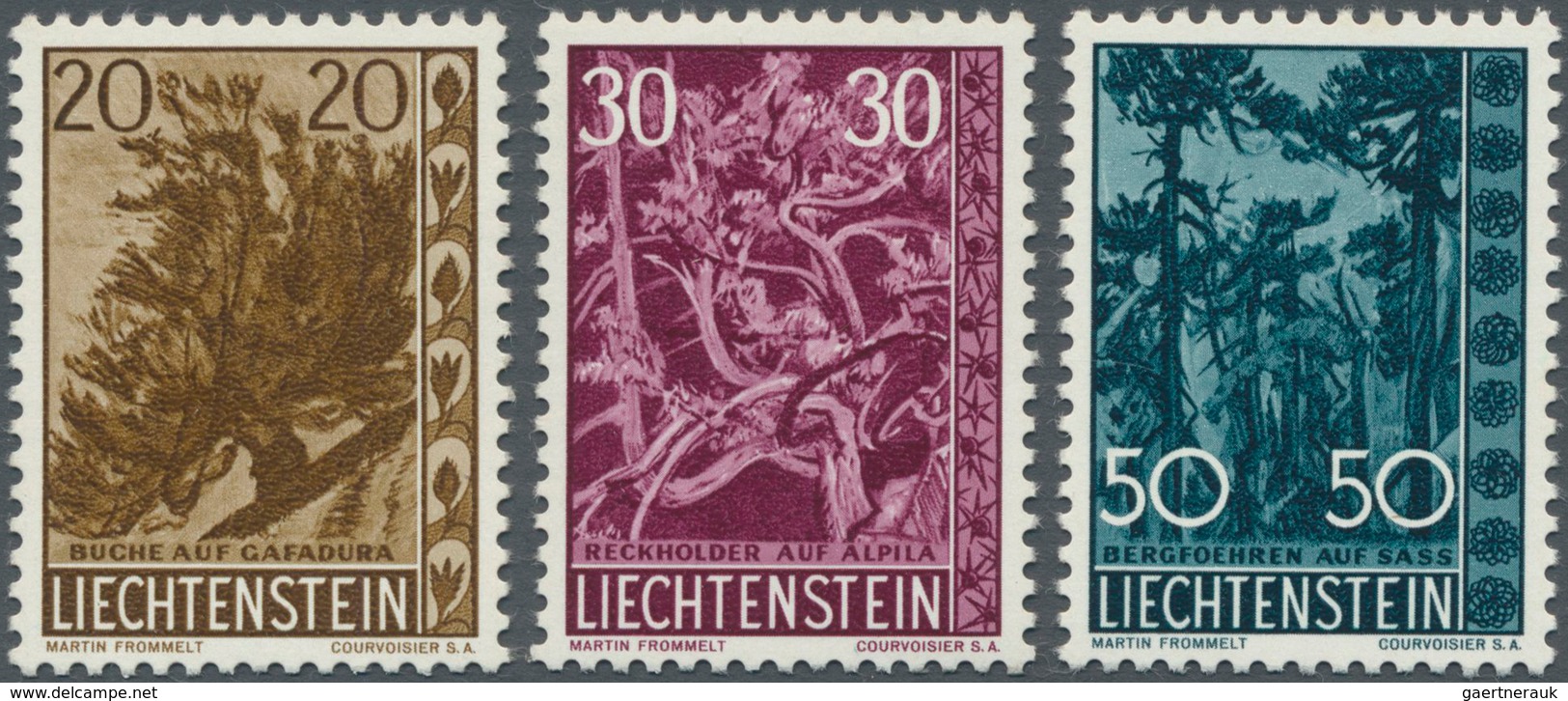 Liechtenstein: 1960, Bäume Und Sträucher (IV) Bestand Mit 50 Kompletten Sätzen Dabei Auch Jeweils Zw - Lettres & Documents