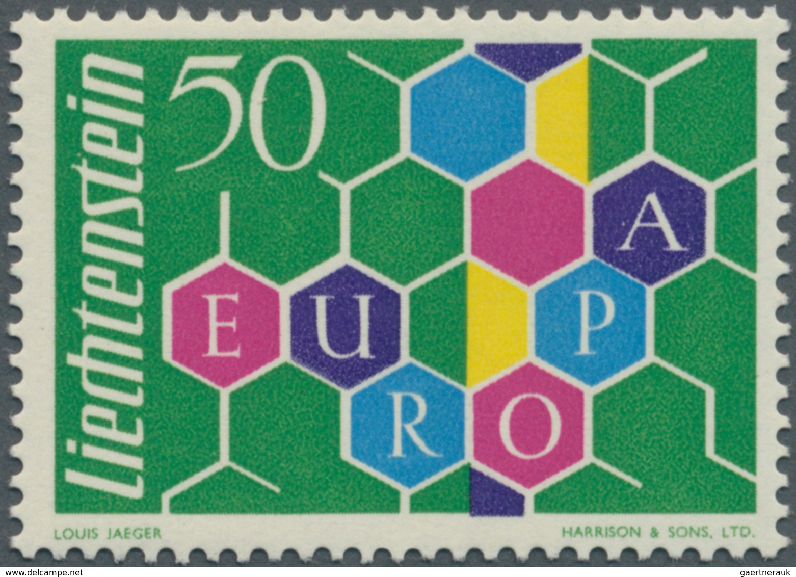 Liechtenstein: 1960, Europa-Wabe 50 Rp. Bestand Mit 69 Werten Dabei Auch Zwei Paare, Postfrisch, Mi. - Cartas & Documentos