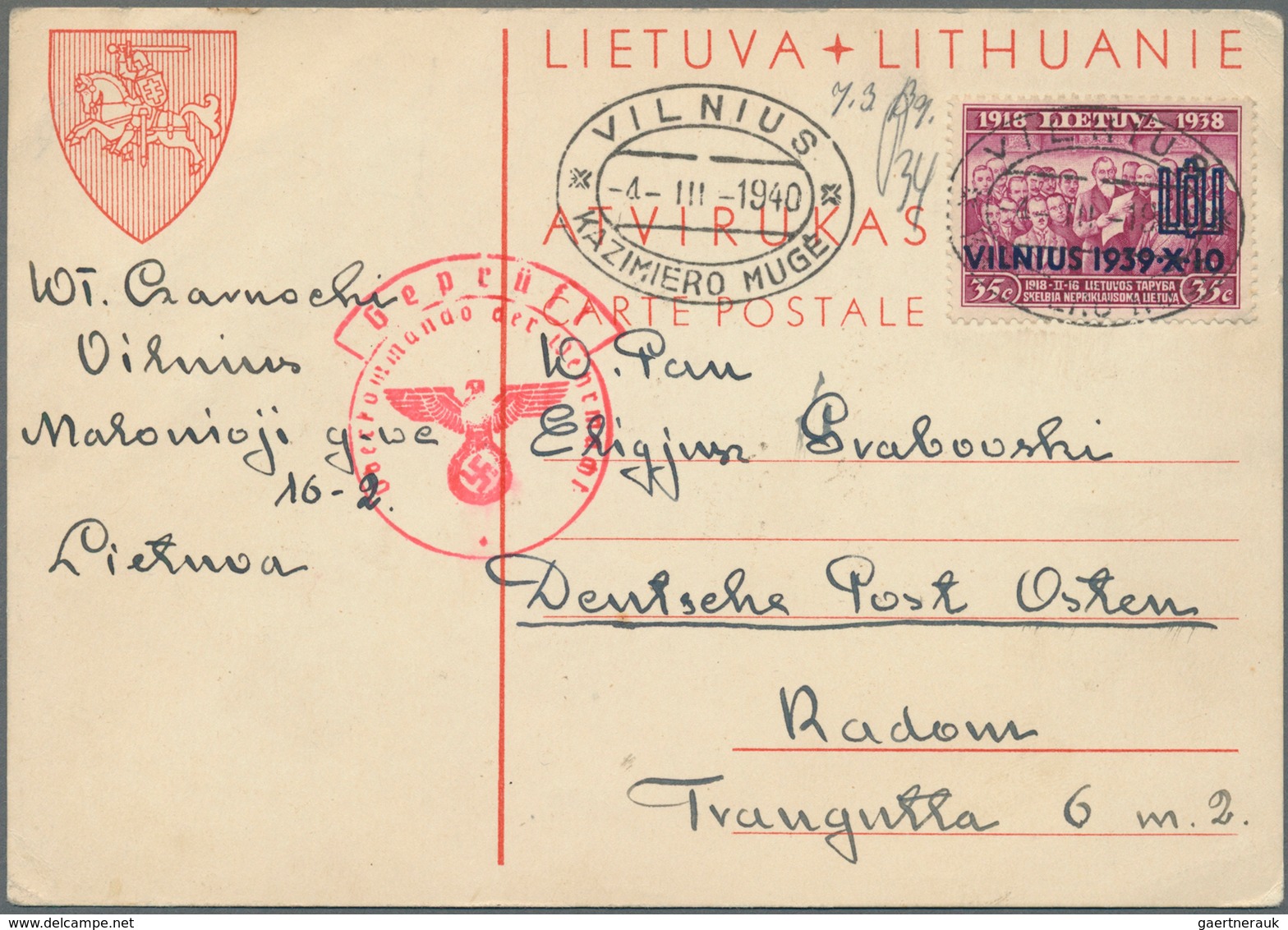 Litauen: 1919/1940, 12 Only Better Covers And Cards Inclufing Better Fdc, Grenzschutz Ost, Train Pos - Lituanie