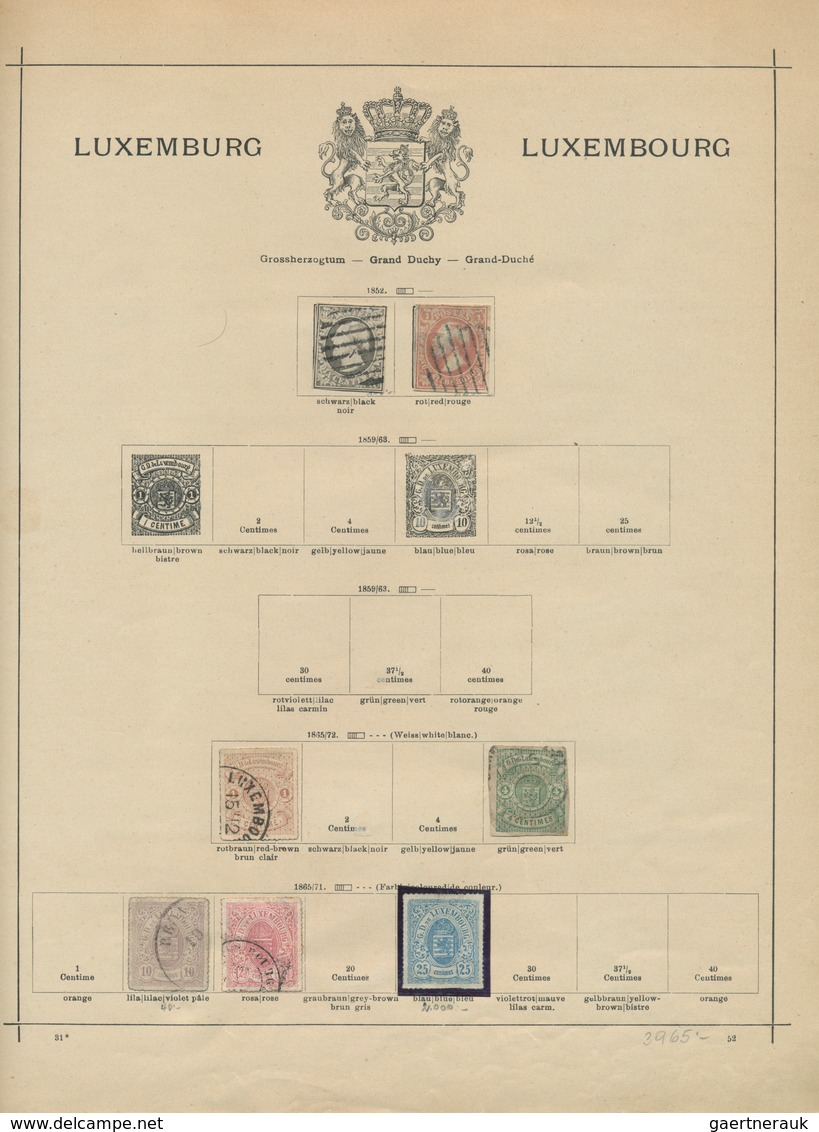 Luxemburg: 1852/1981, Mainly Mint Basic Collection In A Binder, From 1st Issue Used, 1871 25c. Blue - Cartas & Documentos