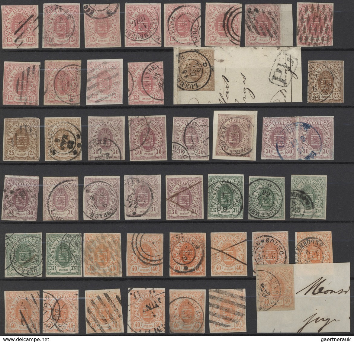 Luxemburg: 1859/1863, IMPERF. ISSUE, Specialised Collection/assortment Of 218 Stamps, Comprising All - Lettres & Documents