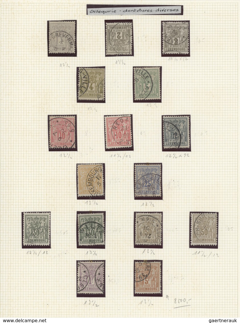 Luxemburg: 1882/1890, Definitives "Allegory", Specialised Collection Of 38 Stamps On Album Pages, Co - Cartas & Documentos