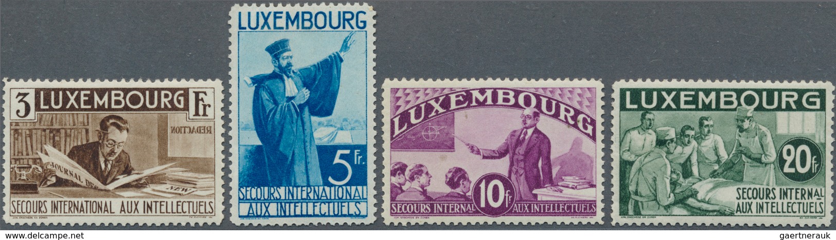 Luxemburg: 1935, Intellectuals, Complete Set Of 15 Values, Plus Short Set Of 14 Values (without 20fr - Cartas & Documentos