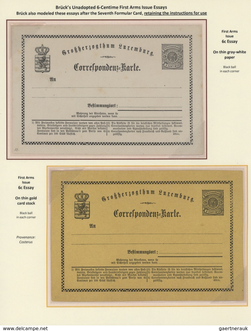 Luxemburg - Ganzsachen: 1870-1882 LUXEMBOURG'S COAT OF ARMS POSTAL STATIONERY: Exhibition collection