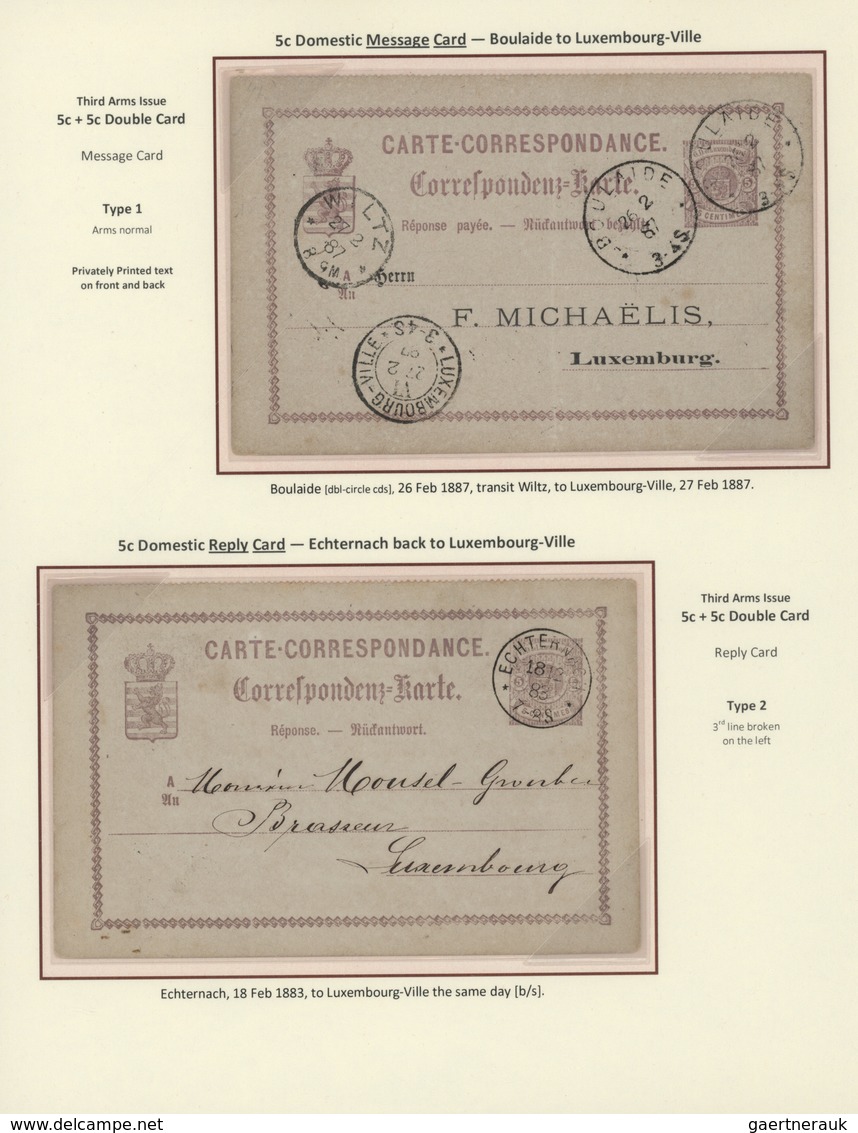 Luxemburg - Ganzsachen: 1870-1882 LUXEMBOURG'S COAT OF ARMS POSTAL STATIONERY: Exhibition collection