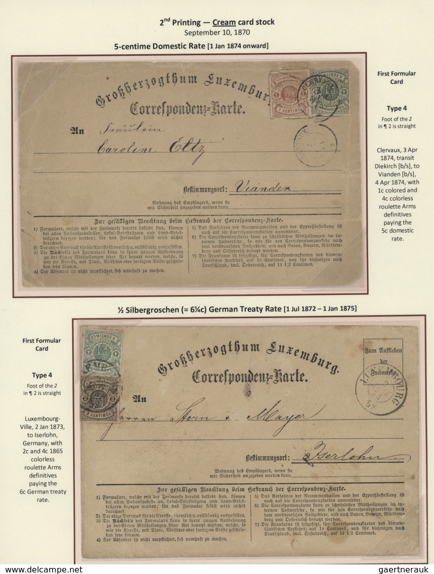 Luxemburg - Ganzsachen: 1870-1882 LUXEMBOURG'S COAT OF ARMS POSTAL STATIONERY: Exhibition collection