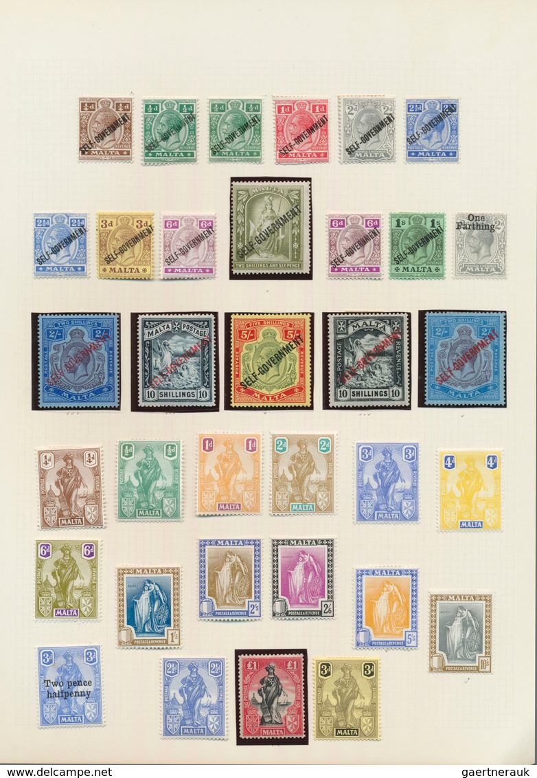 Malta: 1863/1956, Fine Mint LH Collection Beginning With Nr. 2A, Complete Except Of Nr.52, All In Ve - Malta