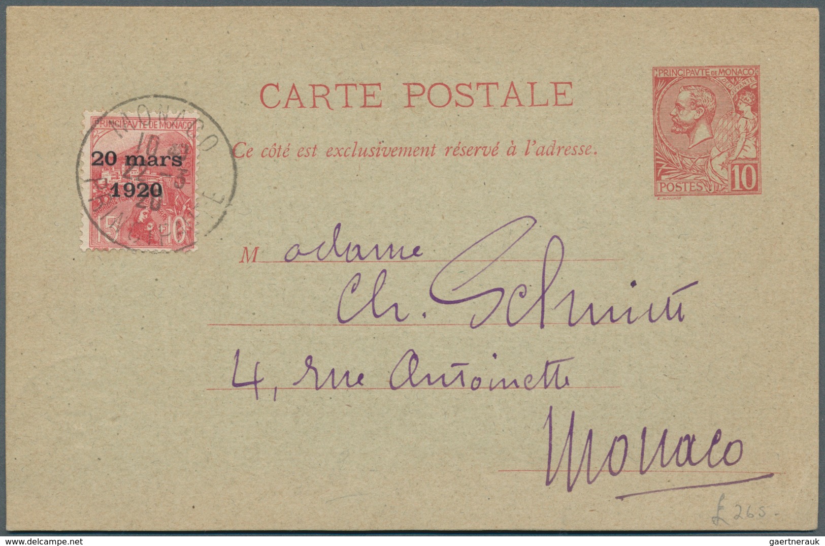 Monaco: 1809/1920, Group Of Four Better Entires, From Pre-philately (inlc. 1839 Menton Cover), Attra - Neufs