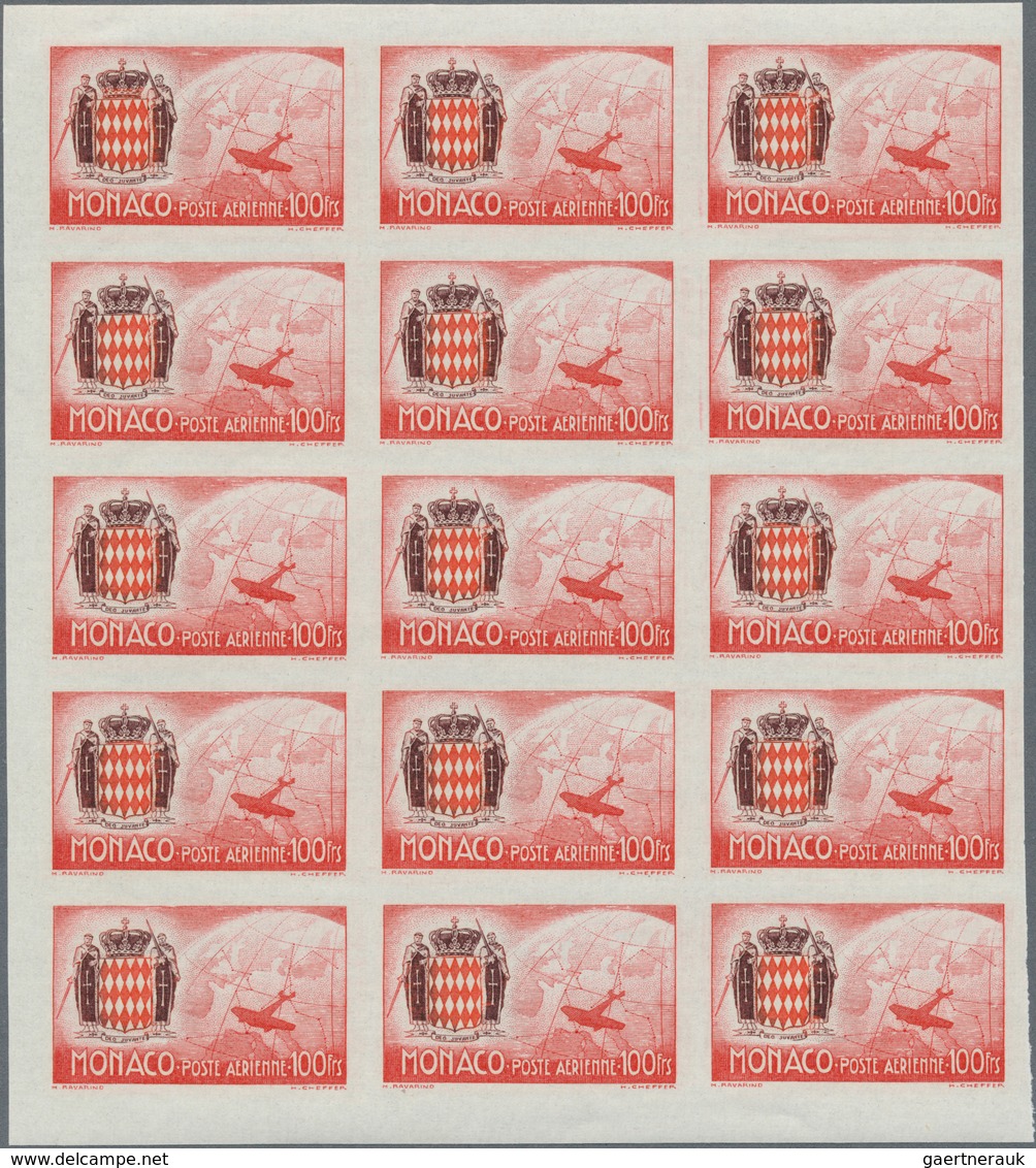 Monaco: 1942, Airmails, 5fr. To 100fr., 25 IMPERFORATE Sets Within Units, Unmounted Mint. Maury PA2/ - Nuevos