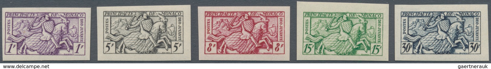 Monaco: 1951, Visiting Card Stamps Complete Set Of Five IMPERFORATE Stamps In A Lot With 75 Sets In - Nuevos