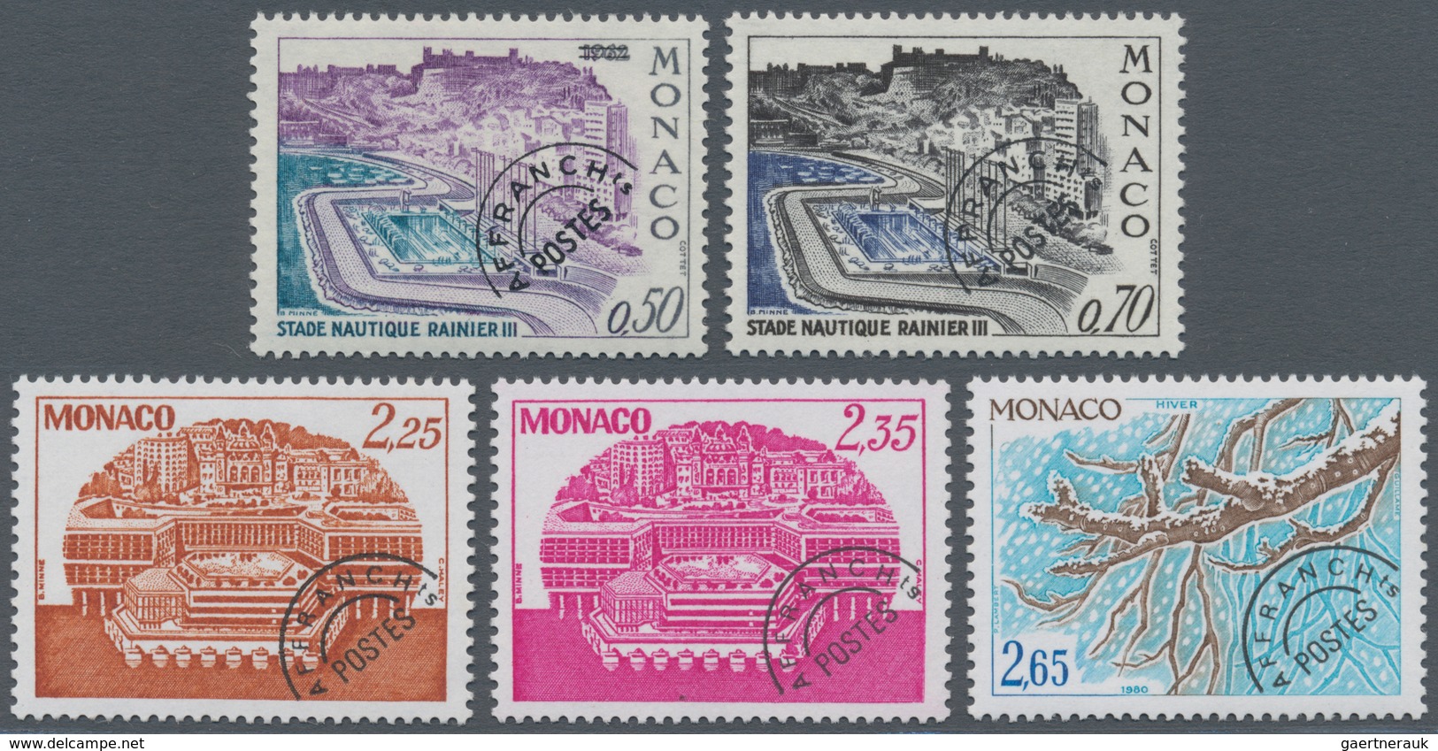 Monaco: 1964/1980, PRE-CANCELS Duplicates Of Five Issues In Complete Sets In Different Quantities On - Nuevos