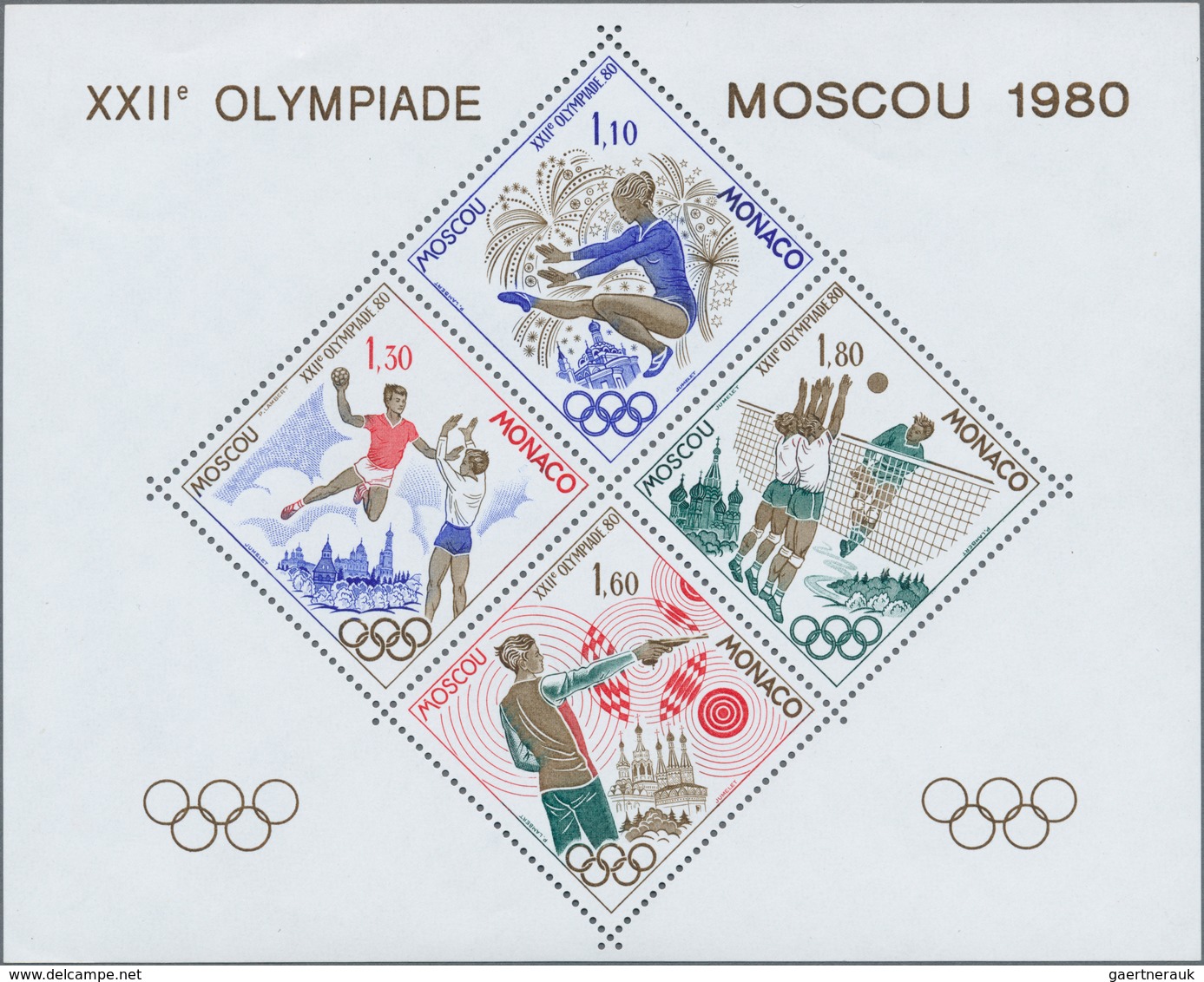 Monaco: 1980, Olympic Games Moscow, Bloc Speciaux, Six Copies Unmounted Mint. Maury BS11 (6), 1.140, - Nuevos