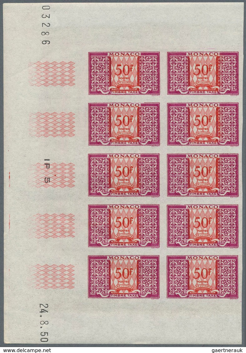 Monaco - Portomarken: 1946/1950, 10c. To 50fr., Eleven Values (without 100fr. Which Was Issued In 19 - Impuesto