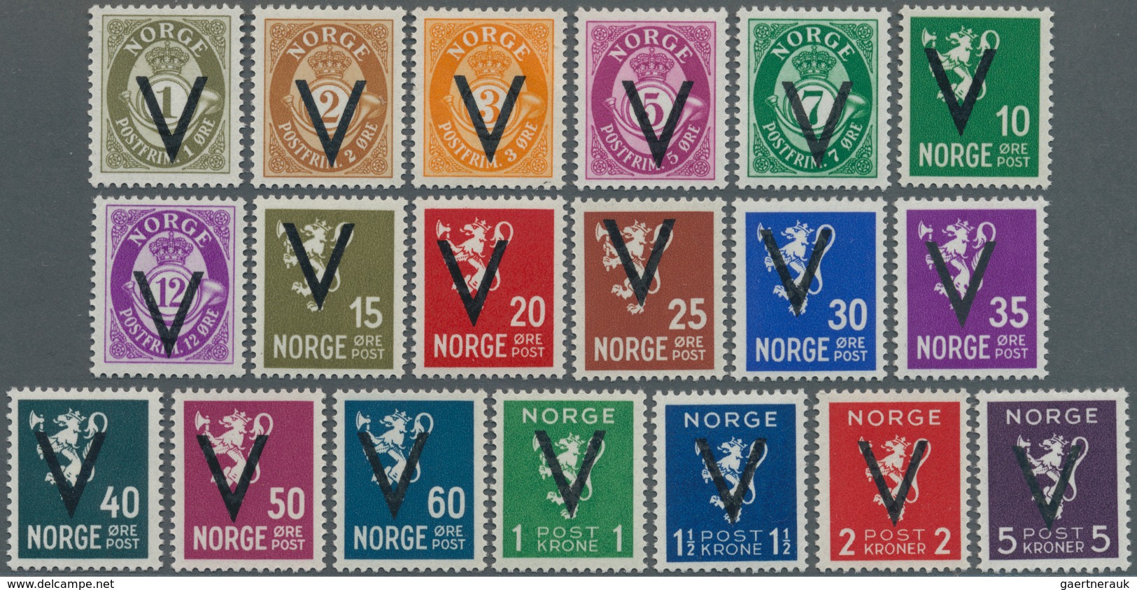 Norwegen: 1941, Definitives With Opt. 'V' (Victory Issue) Without Watermark In A Lot With 80 Complet - Otros & Sin Clasificación