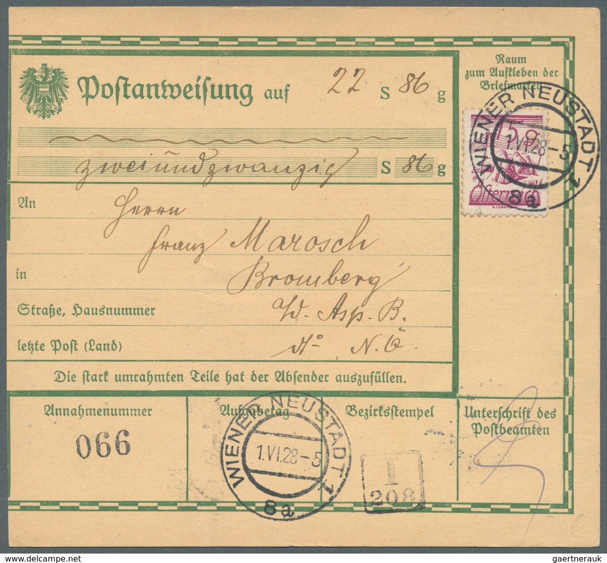 Österreich: 1928, Ungewöhnlicher Bestand Mit 46 POSTANWEISUNGS-FORMULAREN Meist Mit 15 Gr.-Frankatur - Otros & Sin Clasificación