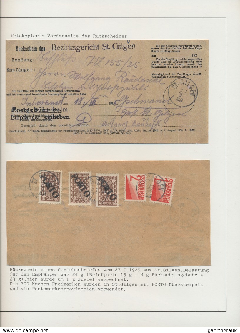 Österreich - Portomarken: 1925/38, Große Spezial-Sammlung Von Etwa 250 Nachporto-Belegen Ab Währungs - Impuestos