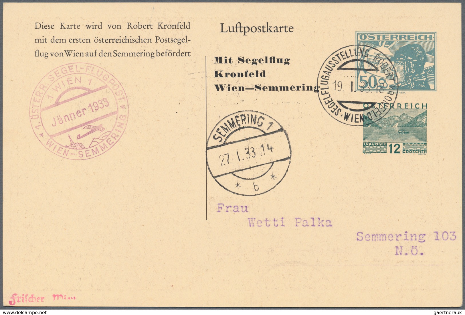Österreich - Flugpost: 1918/1938, Gehaltvolle Sammlung Mit über 250 Flugpostbelegen, Chronologisch S - Otros & Sin Clasificación