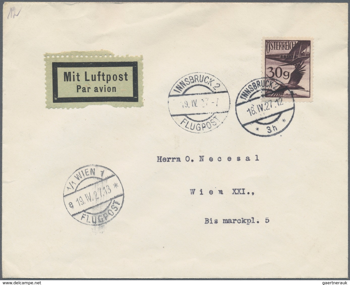 Österreich - Flugpost: 1918/1938, gehaltvolle Sammlung mit über 250 Flugpostbelegen, chronologisch s