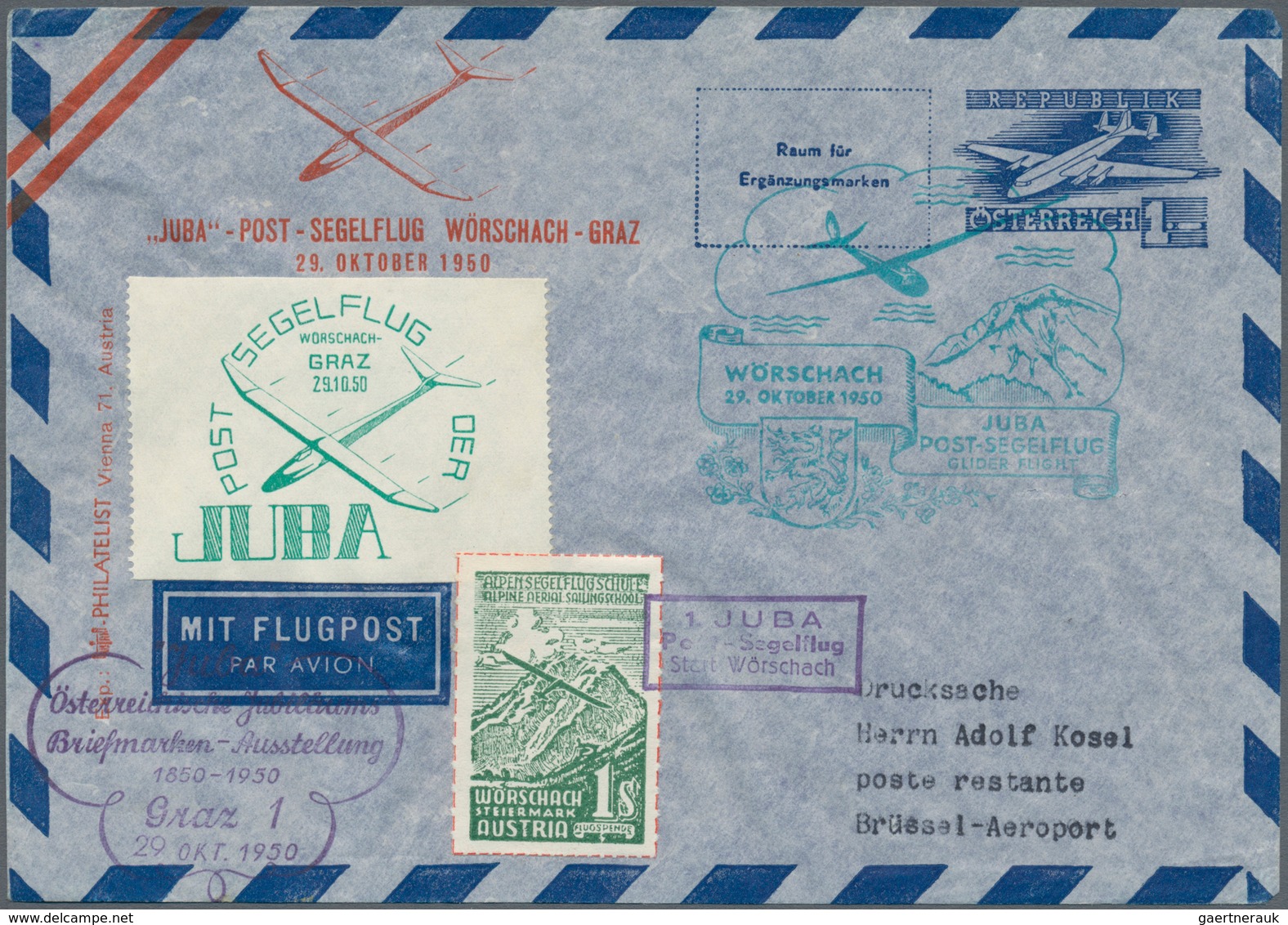 Österreich - Flugpost: 1946/1973, Reichhaltige Sammlung Mit Ca. 630 Flugpostbelegen In 8 Briefealben - Otros & Sin Clasificación