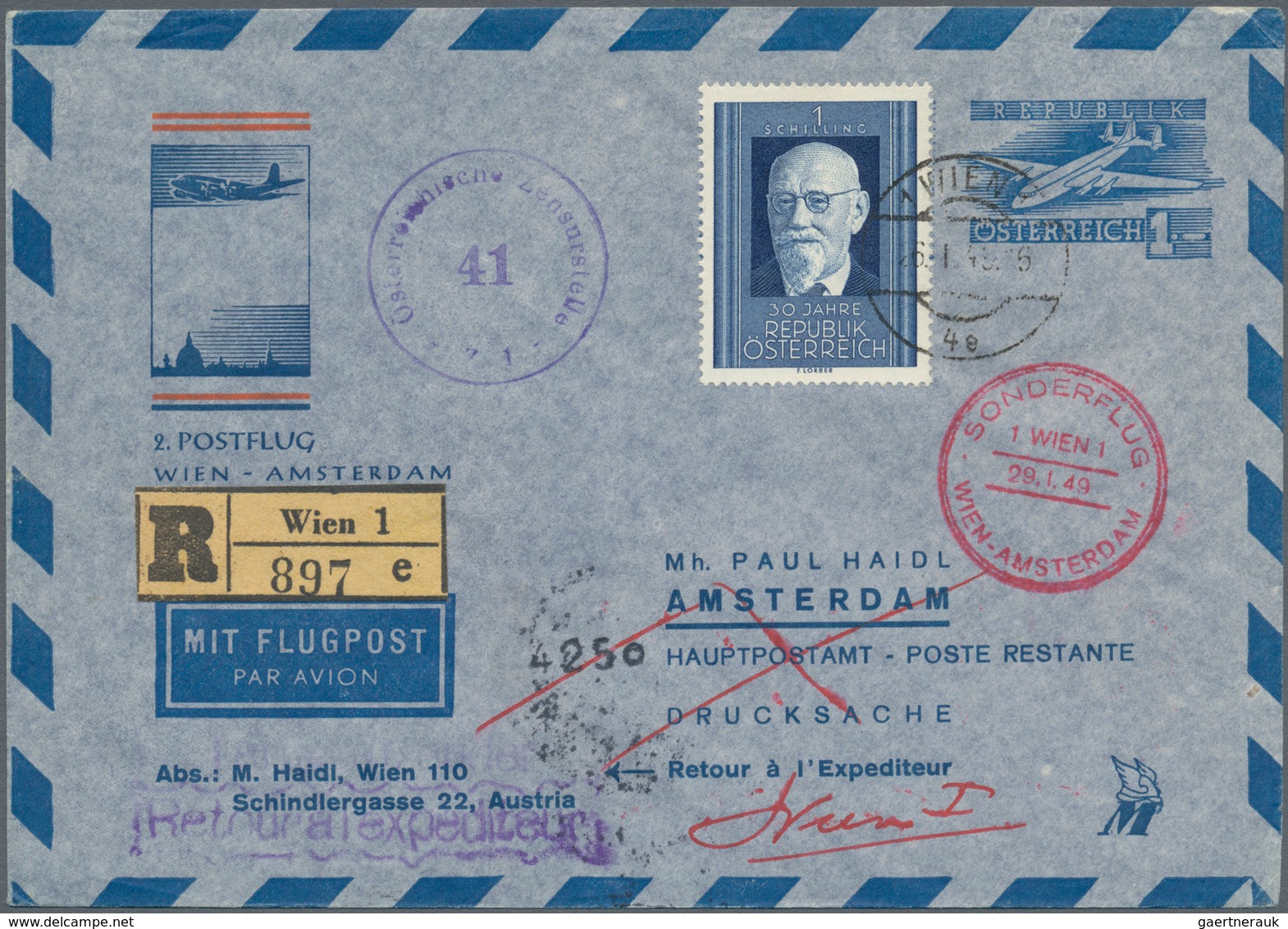 Österreich - Flugpost: 1946/1973, reichhaltige Sammlung mit ca. 630 Flugpostbelegen in 8 Briefealben