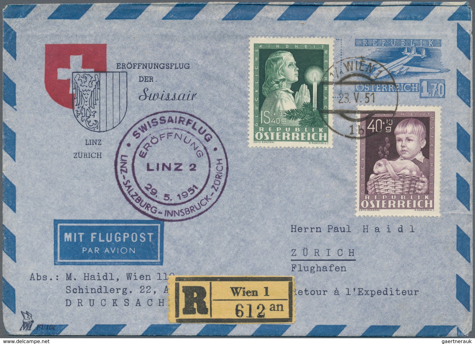 Österreich - Flugpost: 1946/1973, reichhaltige Sammlung mit ca. 630 Flugpostbelegen in 8 Briefealben