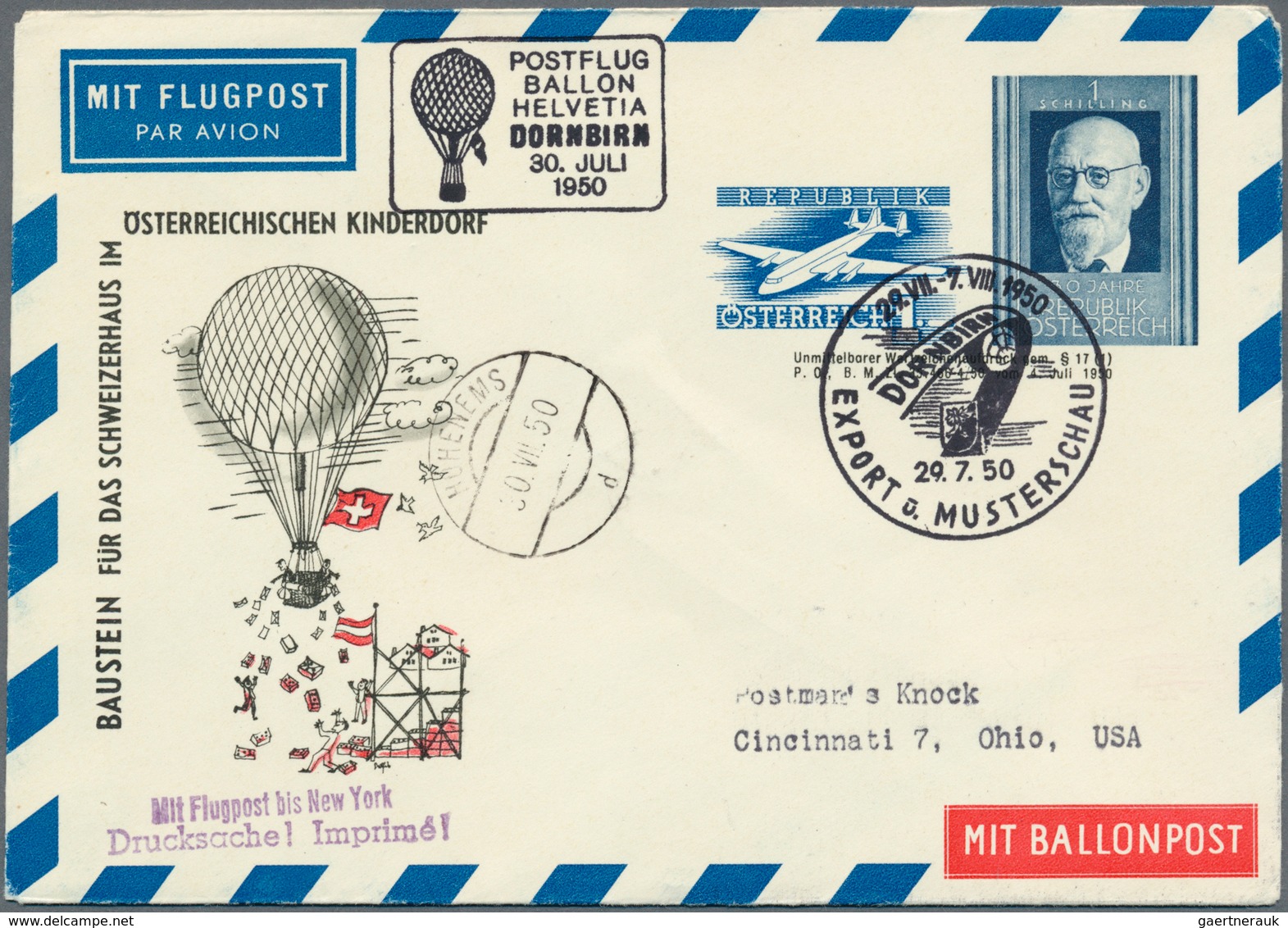 Österreich - Flugpost: 1950/1965, Kinderdorf-Sonderballonpost: Gehaltvolle Spezialsammlung Mit Ca.75 - Otros & Sin Clasificación