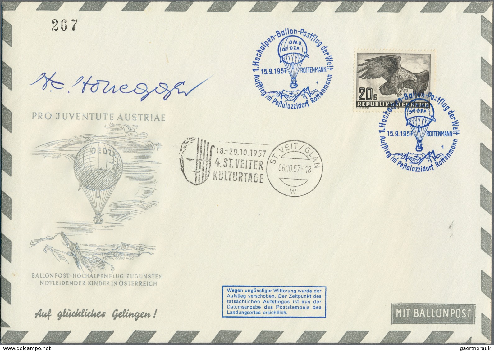 Österreich - Flugpost: 1950/1965, Kinderdorf-Sonderballonpost: Gehaltvolle Spezialsammlung Mit Ca.75 - Autres & Non Classés