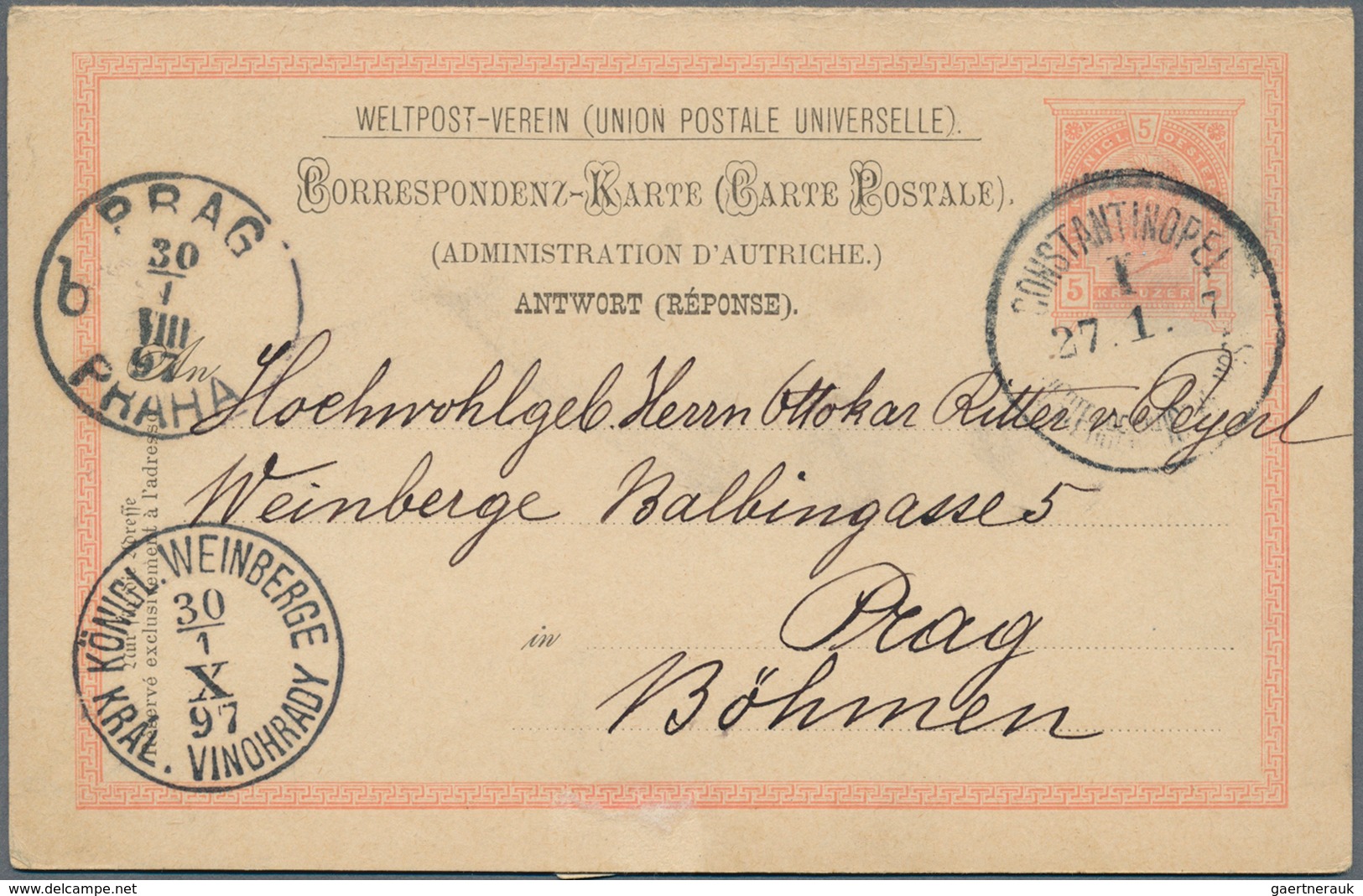 Österreich - Ganzsachen: 1883/1897, Reichhaltige Sammlung Mit Ca.370 Ganzsachen-Postkarten Der Kreuz - Autres & Non Classés