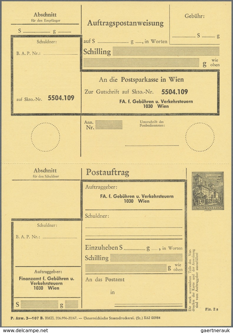 Österreich - Ganzsachen: 1920/1973, Sammlung Mit 22 Ungebrauchten U. 2 Gebrauchten Postauftragskarte - Otros & Sin Clasificación