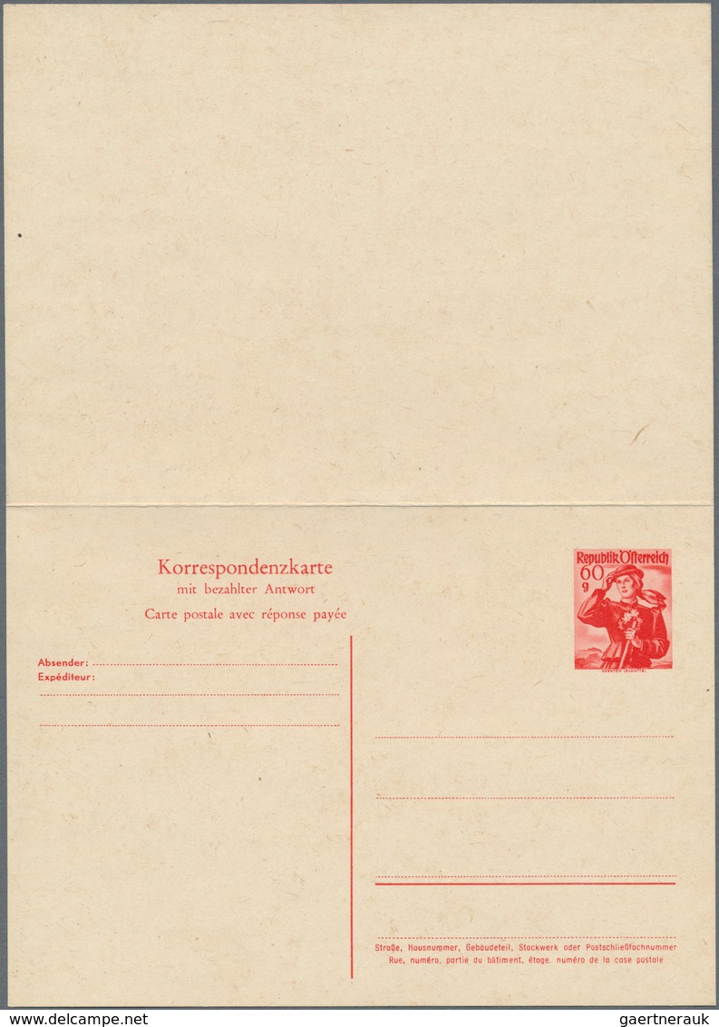 Österreich - Ganzsachen: 1945/1967, Interessanter Sammlungsbestand Mit Ca. 50 Ungebrauchten Antwortd - Otros & Sin Clasificación
