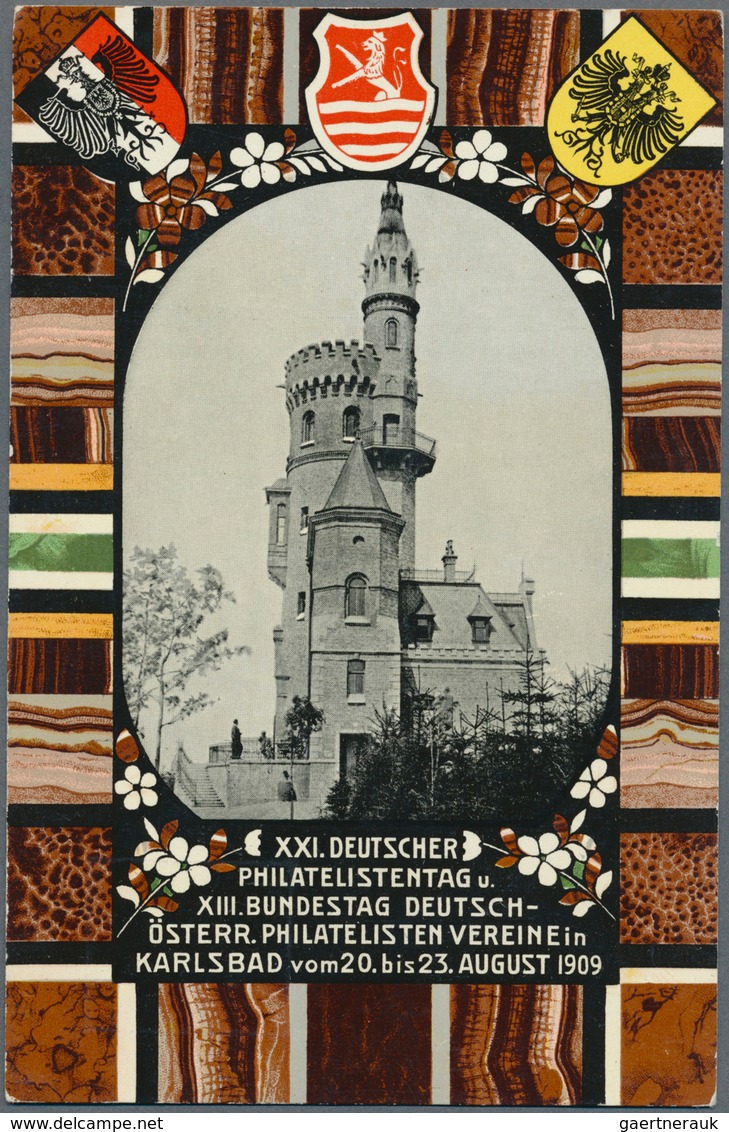 Österreich - Privatganzsachen: 1909, PHILATELISTENTAG KARLSBAD, Schöne Spezialisierte Sammlung Mit 1 - Autres & Non Classés