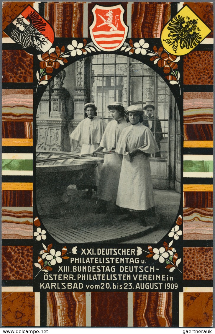 Österreich - Privatganzsachen: 1909, PHILATELISTENTAG KARLSBAD, Schöne Spezialisierte Sammlung Mit 1 - Otros & Sin Clasificación