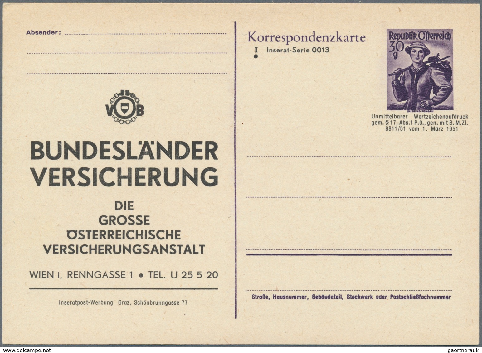 Österreich - Privatganzsachen: 1950/1959, Gehaltvolle Slg. Mit 58 Gebrauchten Und Ungebrauchten INSE - Otros & Sin Clasificación