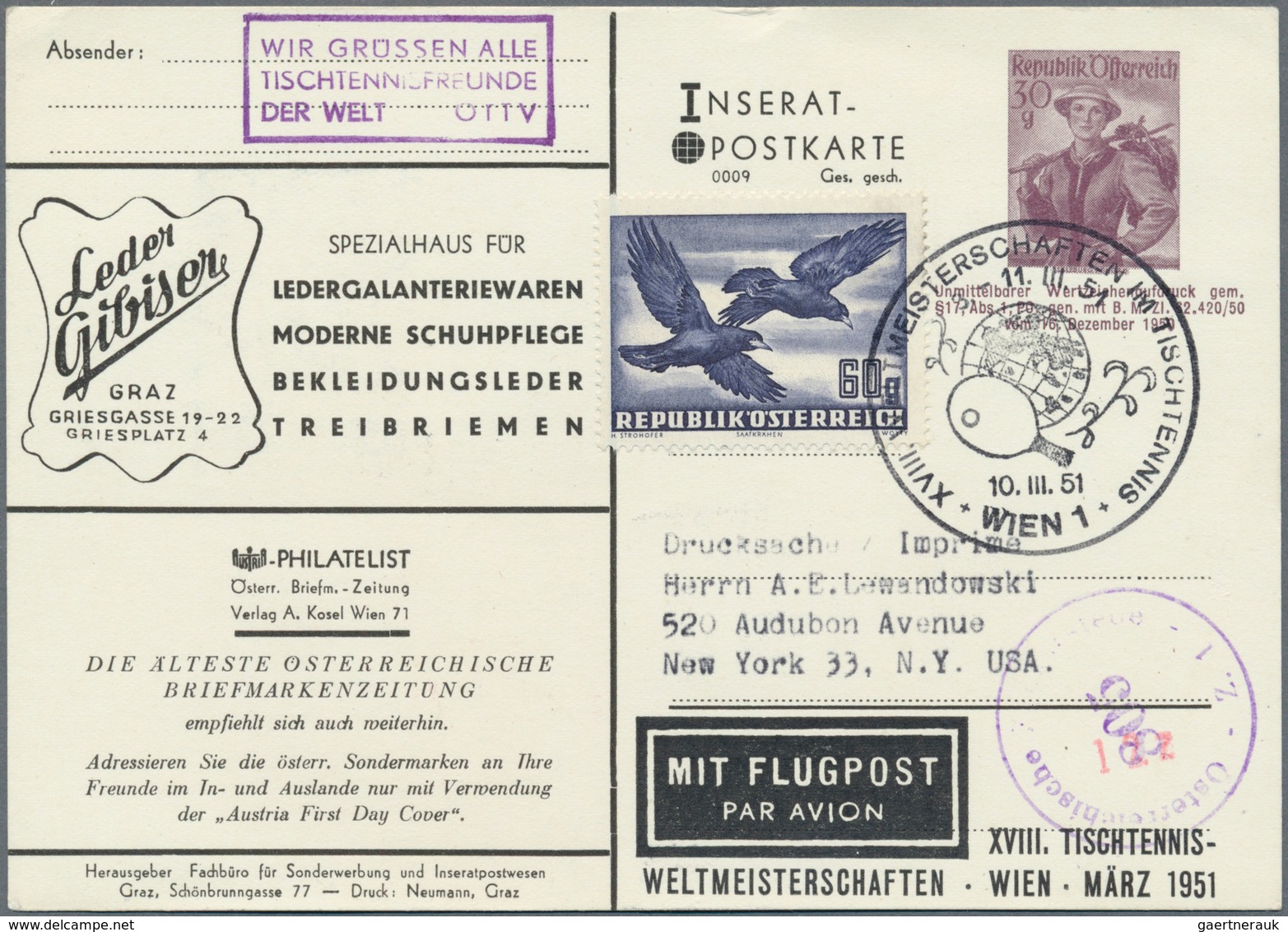 Österreich - Privatganzsachen: 1950/1959, Gehaltvolle Slg. Mit 58 Gebrauchten Und Ungebrauchten INSE - Autres & Non Classés